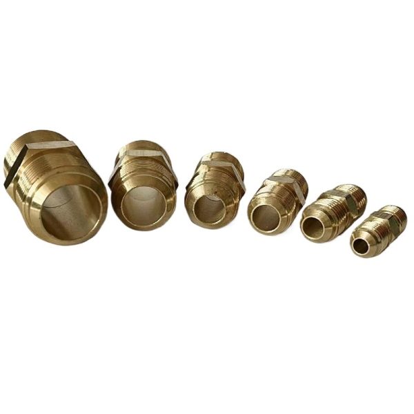 Brass Copper Aluminum Pipe Coupling Union Fittings (1/4" 3/8" 1/2" 5/8" 3/4" 7/8" Thread) for HVAC AC Refrigeration System - รูปภาพ 2