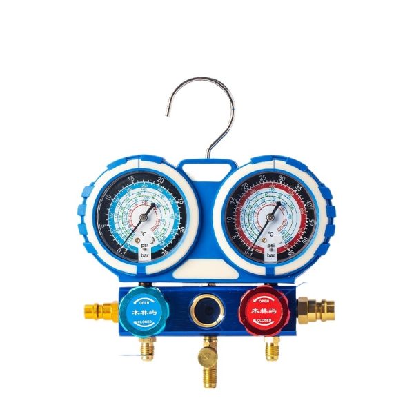 Anti-collision Silicone Oil Dual Manifold Gauge Set (-1~35bar, -1~55bar) for Household/Automotive AC Refrigerant Charging Tool - Изображение 2
