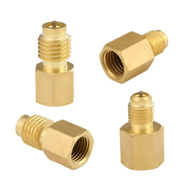 Brass Refrigerant Adapter 1/2-inch ACME to 1/4-inch SAE for HVAC Gauges and Vacuum Pumps