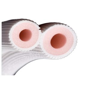 Embossed PE Composite HVAC Insulation Pipe (5P x 12MM) for AC Line Sets - White Triple-Layer Fireproof Sleeve