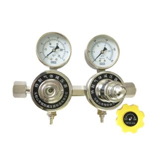 Stainless Steel Dual Gauge Gas Pressure Regulator for Laboratory Use - 0.01-2.5MPa - for Oxygen/Nitrogen/Chlorine/Helium/Sulfur Dioxide/Carbon Dioxide
