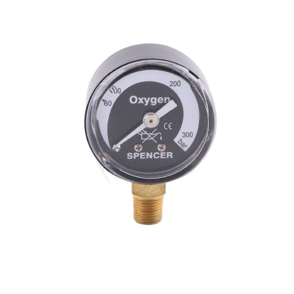 40mm Radial Oxygen Pressure Gauge 0-300bar Spencer Black Iron Case Copper Joint for HVAC Systems
