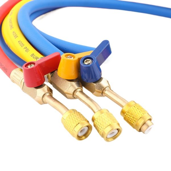 Refrigerant Charging Hoses with Ball Valves (R134a, R22, R410a Compatible) R360 90-Degree Control, Explosion-Proof, Corrosion-Resistant for HVAC/AC Systems - Imagem 3
