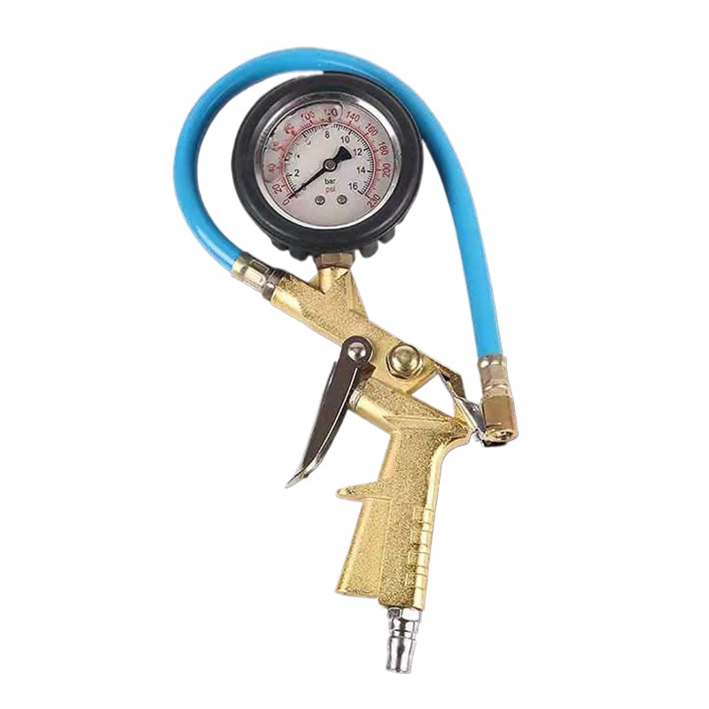 Radial Pressure Gauge (0-220 PSI/0-16 BAR/0-1600 KPa) with Protective Cover for Tire Inflator Pump, Oil/Gas/Liquid/Water Pressure Measurement - Image 2