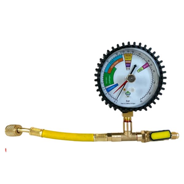 HVAC Nitrogen Pressure Test Manifold Gauge (0-60 bar / 0-14.5 psi) Compatible with R22 R32 R404A R407C R410A R422D R507 R134a HFO 1234yf Systems - Imagem 2