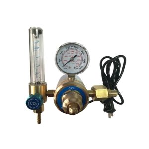 Heated CO2 Gas Regulator Flow Meter with Pressure Gauge and G5/8 Inlet for Welding, 36V/110V/220V
