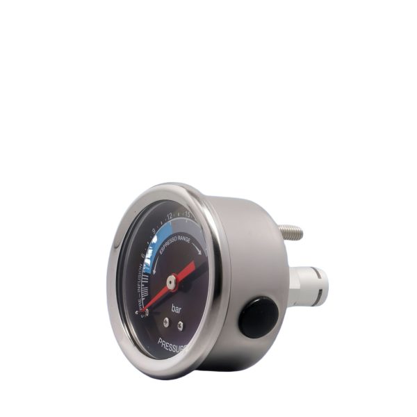 Axial Coffee Machine Pressure Gauge with U-Clamp Iron Shell Copper Connector 50ZU/20bar Bayonet Type, 0-20bar Espresso Range for HVAC Systems - Imej 2