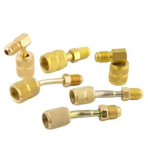 HVAC Refrigeration Charging Adapter Brass R410 Quick Coupler Metric Imperial Angle Adapter for AC Refrigerant Charging Hose