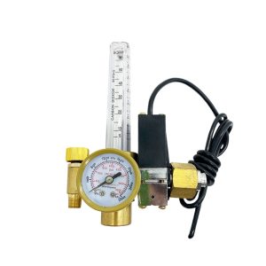 Full Copper CO2 Electric Heating Pressure Reducer Regulator for CO2 Gas Cylinder Welding with Flow Meter and Pressure Gauge, Output 0.35MPa