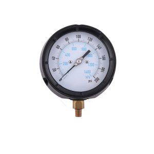 Radial Pressure Gauge 113mm Polypropylene Case Copper Connector Glass Face for HVAC Systems