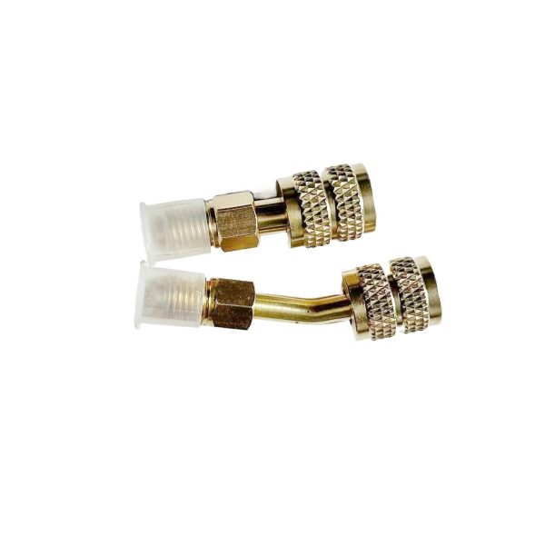 HVAC R410 Adapter 1/4" to 5/16" Brass Angled & Straight Valve Core Adapter for R22 / R410 AC Refrigerant Hoses - Image 2