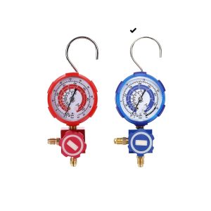 HVAC Refrigerant Charging Manifold Gauge Set (R134a, R410A) with Single Pressure Gauge for AC Systems and Car Refrigerant Recharging