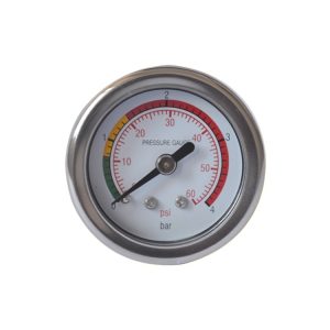 Stainless Steel Pressure Gauge Y40Z (0-60 psi / 0-4 bar) Axial 1/8PT Connection for HVAC Systems