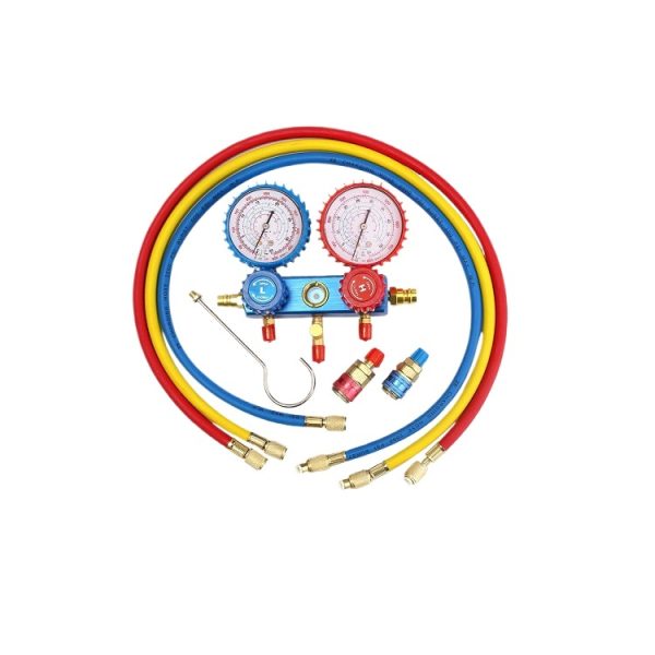 Manifold Gauge Set R410a Refrigerant Charge Kit with Hoses and Adapters for AC and Automotive Systems
