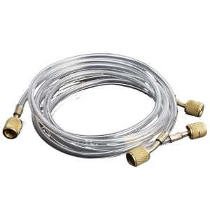 Transparent HVAC Refrigerant Charging Hose (R410/R22 Compatible) with Brass Connectors for AC and Refrigerators
