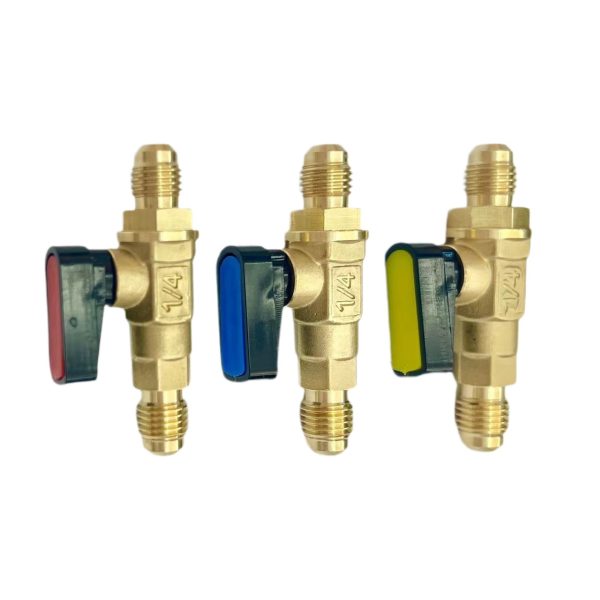 Refrigerant Charging Ball Valve 1/4" Male to 1/4" Female SAE for R22 R410A AC HVAC System