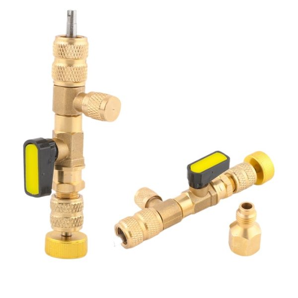 HVAC Refrigerant Valve Core Remover Installer Tool (Brass, No Refrigerant Release) for AC System Maintenance