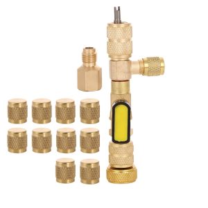 Automotive AC Schrader Valve Core Remover Installer Tool Kit for R22 R410A Refrigerant Systems, Replaces Standard Valve Cores