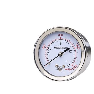 Axial Diaphragm Pressure Gauge (60mm, 0-1600 kPa, Stainless Steel) for Gas Micro Pressure Systems