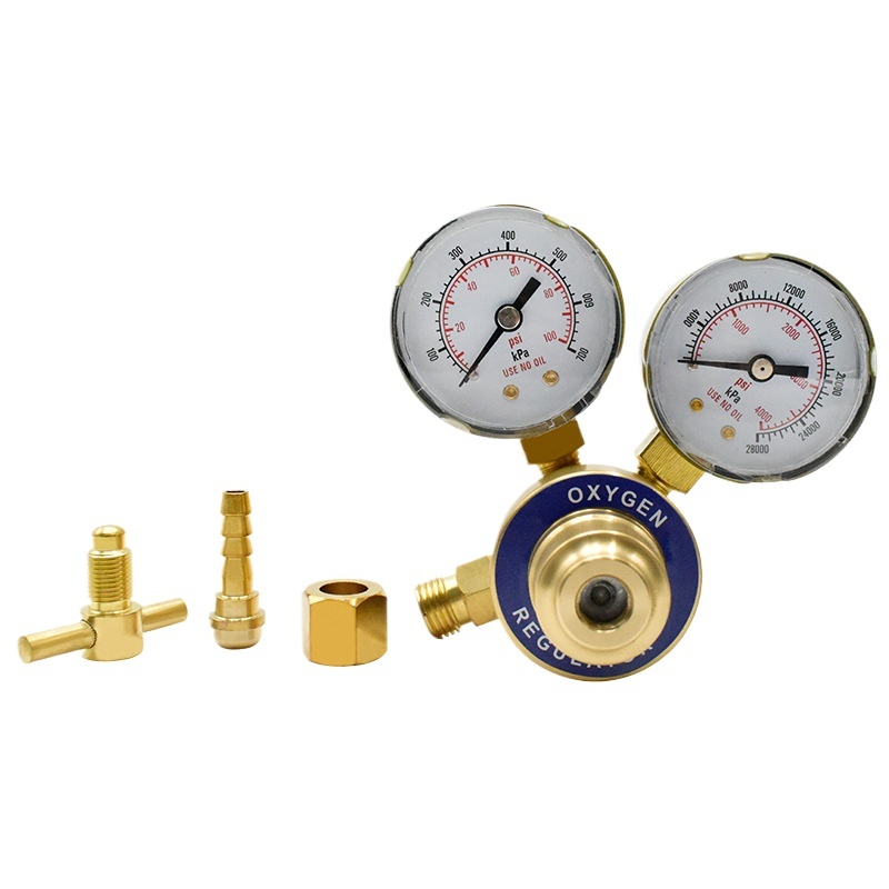 Industrial Oxygen Gas Pressure Regulator OR4-01 with Dual Gauges 0-700 kPa / 0-28000 kPa for Welding/Cutting Applications - Image 2