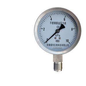 YEB-100 Stainless Steel Diaphragm Pressure Gauge 0-10kPa (0-100mbar) for Water, Oil, Gas, Liquid Systems, Replaces J.220216016
