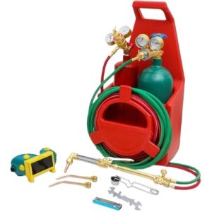Portable Oxygen Acetylene Welding Cutting Torch Kit with 4L 2L Gas Cylinders and Regulator for Metal Fabrication, American Style Gascans Torch