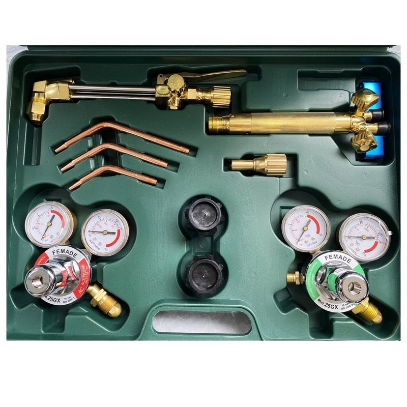 American Style Oxy-Acetylene Welding Cutting Torch Kit with Pressure Gauges & Hoses for Multi-purpose Oxy-Fuel Welding, Brazing & Cutting - Image 2