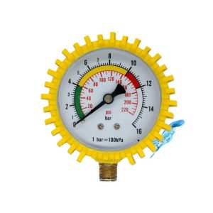 Heavy Duty 16 Bar Tire Pressure Gauge Head (0-16bar/0-230psi, 1/4" Bottom Connection, 63mm Dial) for Shock-Resistant Tire Inflators Replaces SONG LIN Pressure Gauges