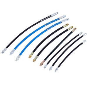 High Pressure Grease Gun Hose with Anti-Explosion Spring, PVC Material, 25cm-80cm Length, for Grease Guns