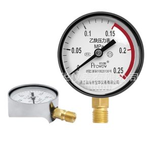 Y-60 Acetylene Pressure Gauge with Brass Connector and Clear Scale (0.25 MPa) for Industrial Applications