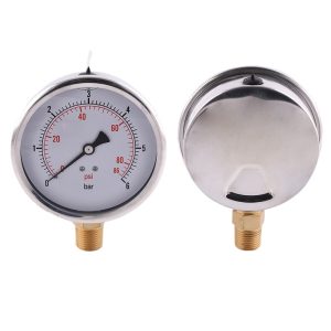 Radial Pressure Gauge YN63ZC (63mm, 0-6 bar/psi, Oil-filled, Stainless Steel Case, Copper Joint) for HVAC Systems