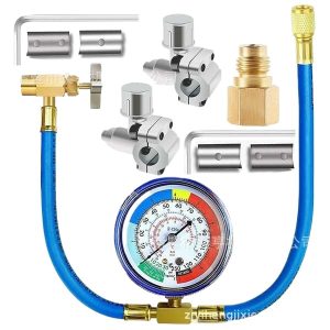 Automotive R134A R12 AC Refrigerant Manifold Gauge Set with Charging Hose for Car HVAC System