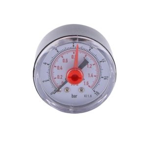 Recessed 40mm Pressure Gauge with Adjustable Red Pointer (0-1.6 Mpa / 0-16 bar, KI 1.6 Precision) for HVAC Systems, Replaces JIUZHOU Meters