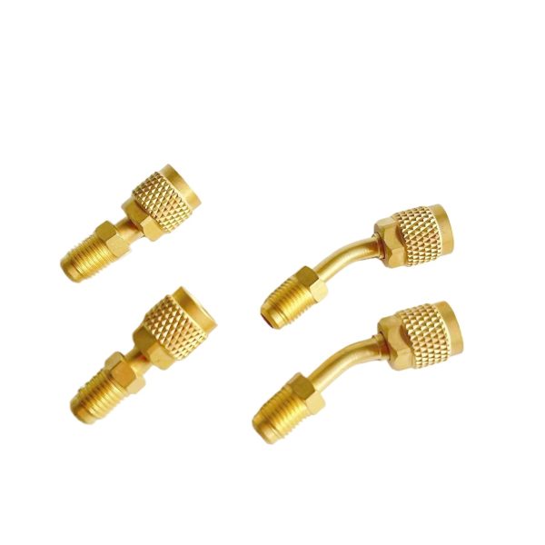 Pure Copper R22 to R410a Refrigerant Adapter (1/4 to 5/16 or 5/16 to 1/4) 45° or Straight Coupler for HVAC Systems - Imej 2