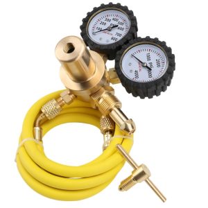 All-Copper High Pressure Nitrogen Regulator CGA580 for HVAC Refrigerant Charging with Dual Gauges