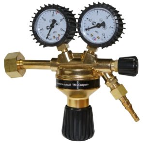G3/4 Dual Gauge Pressure Reducer (2.5-25MPa Input, 1.25MPa Output) for Argon/CO2 & Oxygen, Brass Construction