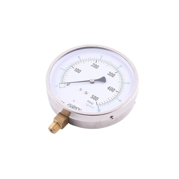 Industrial Pressure Gauge 113mm Stainless Steel Case Brass Connector Radial Pressure Gauge 0-500 PSIG for 九洲 Systems - รูปภาพ 3