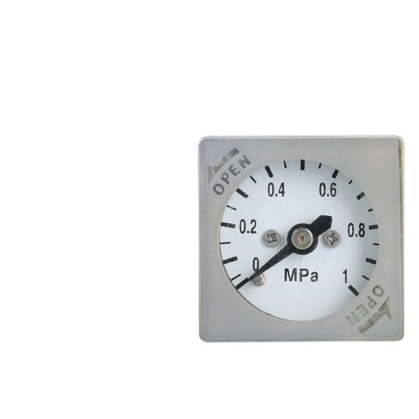 Pneumatic Pressure Regulator Square Gauge (0-1 MPa) for Air Source Filter, Micro Pressure Meter