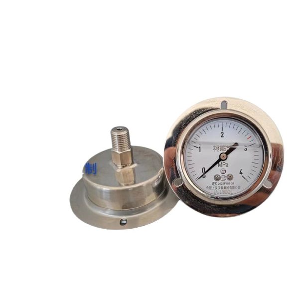 Stainless Steel Axial Edge Pressure Gauge YFN-60HZT (M14*1.5, Anti-Corrosion, Anti-Vibration, Customizable Range) for HVAC Systems, Replaces YTFN-63HZT