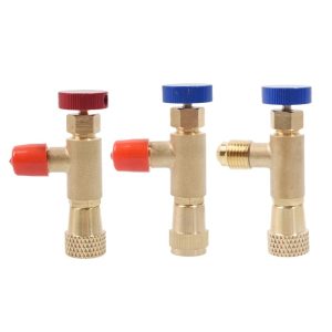 HVAC Refrigerant Safety Valve Brass R22 R410a for Air Conditioner Refrigerant Charging Thumball Adapter