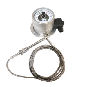 Capillary Remote Pressure Thermometer WTZX-280 (0-100°C) with Electrical Contacts, Radial Mounting, 100mm Dial for Industrial HVAC