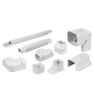 Durable PVC Air Conditioning Pipe Duct Decorative Cover Kit for Mini Split Systems, Flexible Hose & Fittings, White, "Thick Material" Series