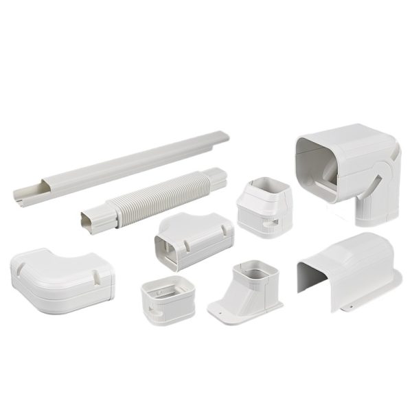 Durable PVC Air Conditioning Pipe Duct Decorative Cover Kit for Mini Split Systems, Flexible Hose & Fittings, White, "Thick Material" Series