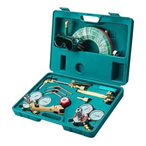 Portable Oxygen Acetylene Gas Cutting & Welding Kit with Regulators, Hoses, and Goggles for Industrial Use