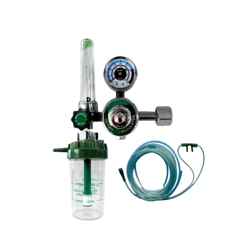 Medical Oxygen Regulator Flow Meter Pressure Gauge with Humidifier Bottle and Nasal Cannula for Oxygen Cylinder - Image 2