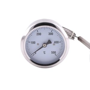 Stainless Steel Pressure Thermometer 63mm Axial All-Steel with Capillary Tube for HVAC Systems