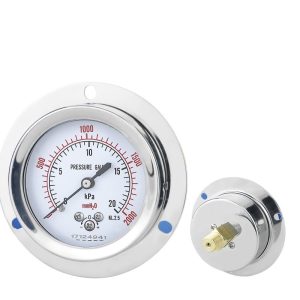 Axial Diaphragm Pressure Gauge YE60ZT Stainless Steel Micro Pressure Gauge for Gas Panel Mount (0-2.5KPa)