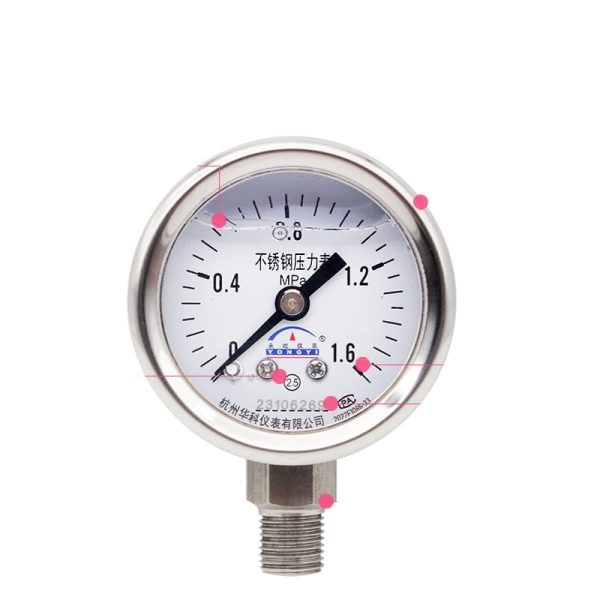 Yongyi YN40BF Radial Stainless Steel Pressure Gauge (M10*1 Thread) for Water Oil Air Systems - Imagem 3