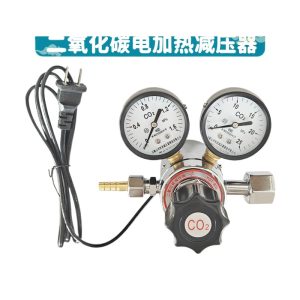 CO2 Electric Heating Pressure Reducer YQT-80L Dual Stage Carbon Dioxide Regulator with Pressure Gauges for Industrial
