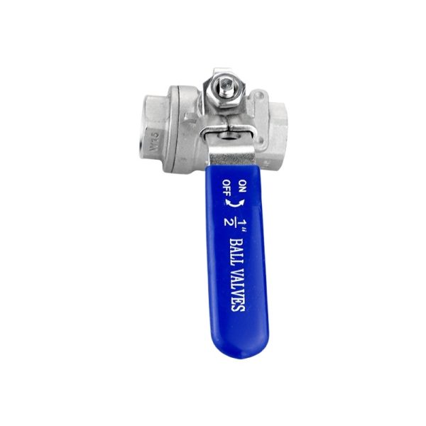 Stainless Steel Two-Piece Ball Valve with Blue Handle, Full Port Shut-Off for Water Pipes, PT1/4 and PT1/2 Female Thread, Corrosion Resistant and PTFE Sealed - Image 2